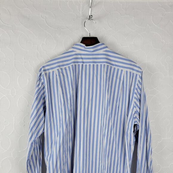 POLO Ralph Lauren Stanton Classic Fit Mens Shirt Size L Blue Striped Button Down - Picture 3 of 10